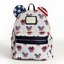 Mini Mochila Loungefly Mickey Minnie Vermelha Branca Bandeira Azul Parques Disney 4 de Julho comprar usado  Enviando para Brazil