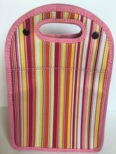 The Cool Sack sacola de almoço com zíper isolado listrado rosa neoprene, usado comprar usado  Enviando para Brazil