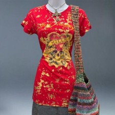 Camiseta Ed Hardy Love Kills Slowly – Y2K Tattoo Foil P – Ouro Vermelho Grunge, usado comprar usado  Enviando para Brazil