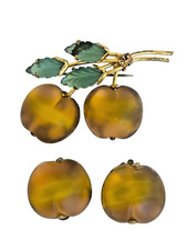 Usado, Conjunto de broche e brincos de frutas proibidas Áustria cerejas douradas e folhas verdes comprar usado  Enviando para Brazil