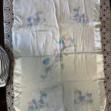 Cobertor para berço marfim branco acabamento de náilon vintage NOS 35" x 48.5" impressão imperfeita comprar usado  Enviando para Brazil