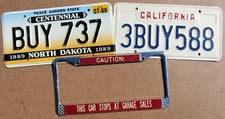 VENDAS DE GARAGEM Quadro de Placa de Licença e 1989 #COMPRE Placas de NORTE DAKOTA & CALIFÓRNIA comprar usado  Enviando para Brazil
