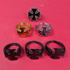 Usado, Lote de (6 anéis) de metal pesado punk de metal pesado de ferro cruzado de ferro aço inoxidável comprar usado  Enviando para Brazil