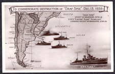 Usado, CARTÃO POSTAL DE RP para comemorar a destruição do cruzador alemão Graf Spee 13 de dezembro de 1939 comprar usado  Enviando para Brazil