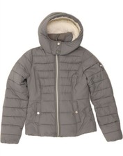 Jaqueta acolchoada feminina HOLLISTER com capuz Reino Unido 10 pequena cinza poliéster CU69 comprar usado  Enviando para Brazil