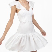 Mini vestido de babado 6 Shore Road Rodeo Drive algodão orgânico popeline branca EUA 2 comprar usado  Enviando para Brazil