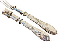 Par Art Nouveau de Suporte de Osso Alemão 800 Prata Montado e Garfo Duplo comprar usado  Enviando para Brazil