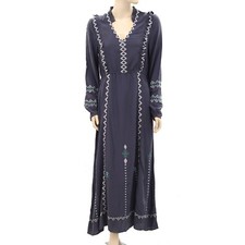 Usado, Vestido longo Odd Molly Anthropologie bordado maxi cinza babado P-1 novo 256000 comprar usado  Enviando para Brazil