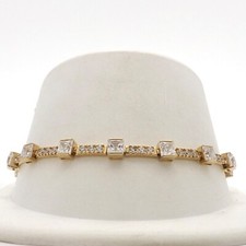 Usado, Pulseira de tênis de ouro 14k com elos de barra quadrada pedras transparentes 9gr 11ctw nova comprar usado  Enviando para Brazil