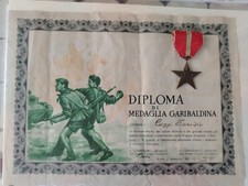 Diploma medaglia garibaldina usato  Cervignano del Friuli