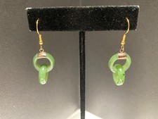 Brincos perfurados vintage chineses esculpidos em jade infinito argola intertravada comprar usado  Enviando para Brazil
