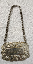 Placa de garrafa de uísque vintage etiqueta decantador metal prata comprar usado  Enviando para Brazil