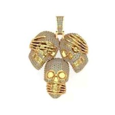 Pingente de Halloween caveira de moissanita real corte redondo 3,30 quilates folheado a ouro amarelo 14K comprar usado  Enviando para Brazil