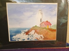 Lighthouse watercolor matted for sale  Conroe