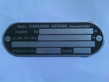 Typenschild eisenwerk grümer gebraucht kaufen  Deutschland