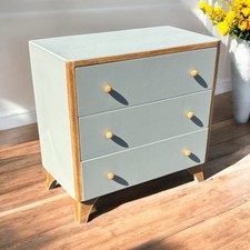 Cajonera Mid Century Vintage 3 cajones acero azul y madera almacenaje segunda mano  Embacar hacia Mexico