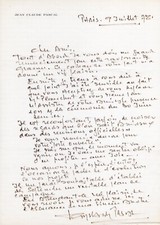 Jean-Claude Pascal / lettre autographe signée au peintre Jean Feugereux, usado comprar usado  Enviando para Brazil