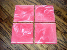 78 azulejos quadrados de plástico para banheiro Ridgecraft rosa mármore coral perolizado 4 1/4" comprar usado  Enviando para Brazil