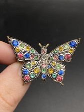Broche borboleta vintage anos 30 Deco multicolorido pasta de vidro pequeno tcheco comprar usado  Enviando para Brazil