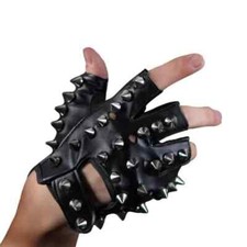 Moda Masculina Metal Spike Studded Couro Luvas Sem Dedos Cosplay Motociclista Rock comprar usado  Enviando para Brazil