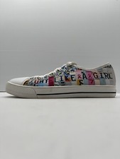 Tênis Feminino Lona Baixa Skate Branco/Multi Tamanho EUA 8 EUR 39 Fight Like A Girl comprar usado  Enviando para Brazil