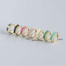 Novos Brincos de Argola PEQUENOS de Prata Esterlina Baguete CZ Zircônia Boho Huggie, usado comprar usado  Enviando para Brazil