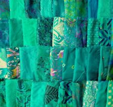 EN Gran Lote 100% PCK Verde Pura Seda Vintage Tela Sari Edredón Cortes Artesanía Pascua segunda mano  Embacar hacia Mexico