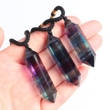 Colar pêndulo ponto duplo pingente de cristal de quartzo fluorita colorido natural comprar usado  Enviando para Brazil