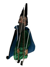 Boneco marionete bruxo pintado à mão vintage com cabeça de madeira Merlin 19" comprar usado  Enviando para Brazil