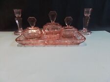 Conjunto de penteadeira de vidro rosa (Brockwitz) Leia a descrição.  comprar usado  Enviando para Brazil