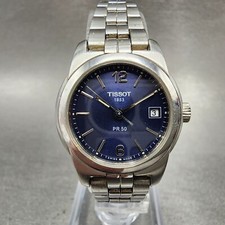 Relógio feminino Tissot PR50 25mm mostrador azul aço inoxidável data redonda nova bateria comprar usado  Enviando para Brazil