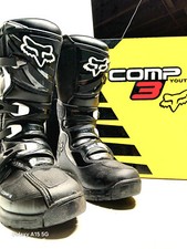 Fox Racing Comp 3 Y5 Preto Branco MX Bicicleta Suja ATV Botas de Motocross Caixa Original, usado comprar usado  Enviando para Brazil