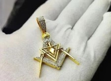 Pingente simbólico maçônico de diamante simulado corte redondo 2,69 quilates ouro amarelo 14k por cima comprar usado  Enviando para Brazil