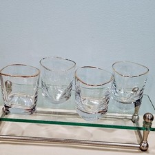 Conjunto triangular de 4 coquetéis happy hour de vidro de uísque à moda antiga banda dourada, usado comprar usado  Enviando para Brazil
