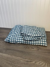Conjunto de Capa de Edredom Xadrez Gingham Azul Branco Roupa de Cama Queen Size, Capa, Fronhas, usado comprar usado  Enviando para Brazil