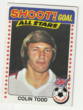 Cartão comercial Shoot & Goal All Stars anos 70 futebol costas azuis Colin Todd Derby comprar usado  Enviando para Brazil