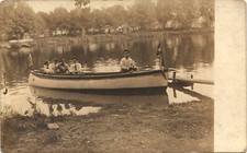 PEQUENO BARCO DE MADEIRA COM CHIFRE foto real cartão postal rppc c1910 SUMMER LAKE FUN comprar usado  Enviando para Brazil