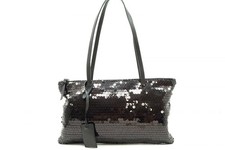 MIUMIU Archive Tote Shoulder Bag Name Tag Charm Sequin Horizontal Black 3524h na sprzedaż  Wysyłka do Poland