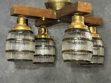 Luminária de teto MCM barril de vidro madeira latão luz suspensa rústica ocidental, usado comprar usado  Enviando para Brazil