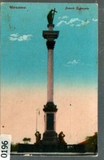 a0196; Warszawa. Pomnik Zygmumta. - Feldpost 1916, używany na sprzedaż  PL