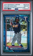 Refrator PAULINO SANTANA 2024 Bowman Chrome #BCP245 azul reptiliano /150 PSA 10 comprar usado  Enviando para Brazil