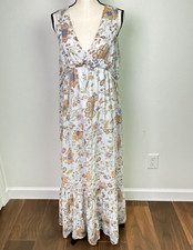 Usado, Vestido maxi feminino Rachel Zoe floral em camadas de algodão sem mangas Cottagecore médio comprar usado  Enviando para Brazil