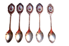 Conjunto de 5 colheres de chá folheadas a prata padrão floral de porcelana Coreia Cottagecore vintage comprar usado  Enviando para Brazil