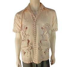 Camisa masculina MERLION vintage tamanho M creme Cingapura Batik Solo turista verão retrô comprar usado  Enviando para Brazil