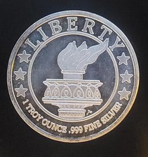 Estátua Liberty Mint EUA tocha de ouro vintage ab-999 prata 1 onça barra de arte redonda comprar usado  Enviando para Brazil