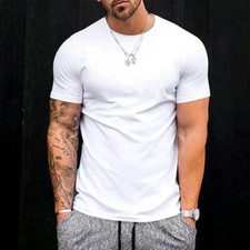Camiseta masculina manga curta academia musculosa fitness treino slim fitted blusas finas, usado comprar usado  Enviando para Brazil