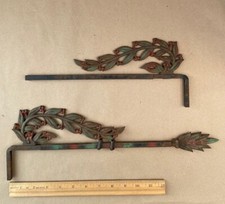 2 dois suportes antigos de vara de cortina de ferro fundido vitoriano Art Nouveau verde vermelho 1 ponta comprar usado  Enviando para Brazil