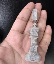 Pingente de prata 15ct VVS1+ D baguete branca, diamante redondo moissanita KING hiphop, usado comprar usado  Enviando para Brazil