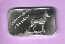 1973 1 onça troy. Barra de arte vintage prata 0,999 “Doberman Pinscher”, usado comprar usado  Enviando para Brazil