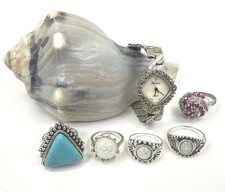 Moda Reloj Pulsera Tono Plata y Anillos de Moda Piedra Imitada, 46.4g segunda mano  Embacar hacia Mexico
